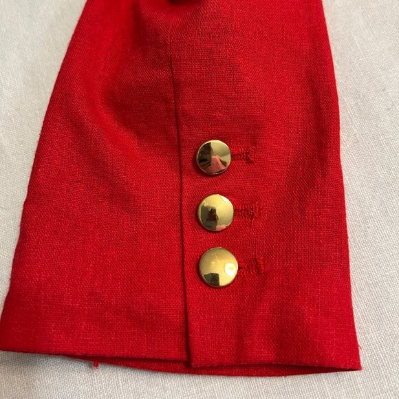 Harve Benard Red Linen Blazer Women's Size 8 Gold Button 2 Button Jacket Lined - Picture 10 of 11